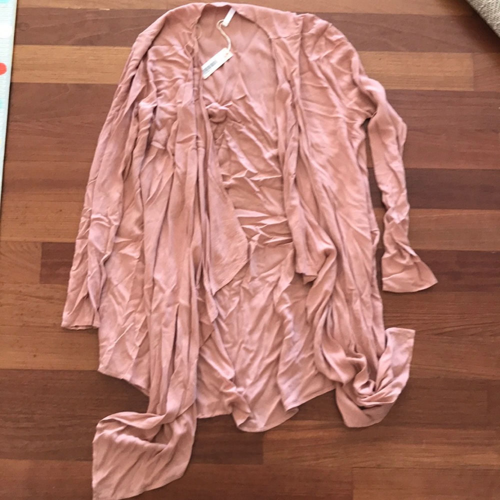 Pink blush dusty pink long float open front